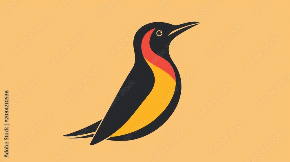 Fototapeta premium Profile view of a stylized woodpecker