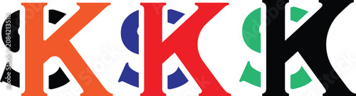 Vibrant digital vector graphic illustration featuring overlapping letter k and s shapes arranged in a creative colorful pattern on transparent background