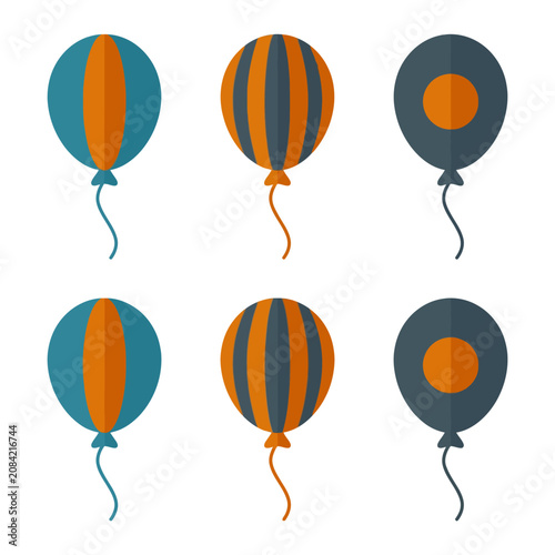 Set of six minimalist party balloons in flat vector style