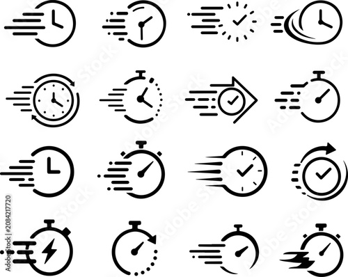 Bild auf Leinwand Quick time icon set for speed and efficiency concepts