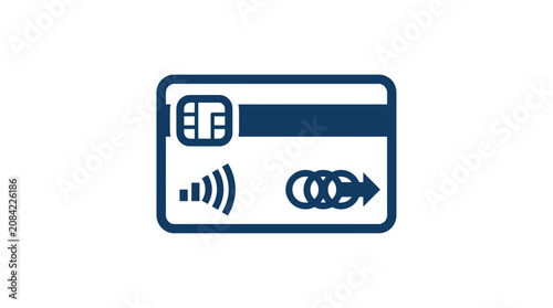 Obraz na plátně Contactless Payment Credit Card Icon with Chip and NFC Symbol