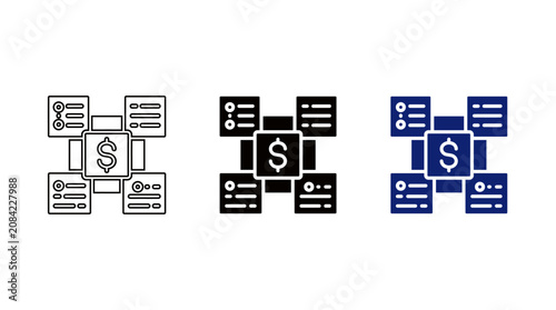 Financial dashboard and asset allocation icon set vector illustration
