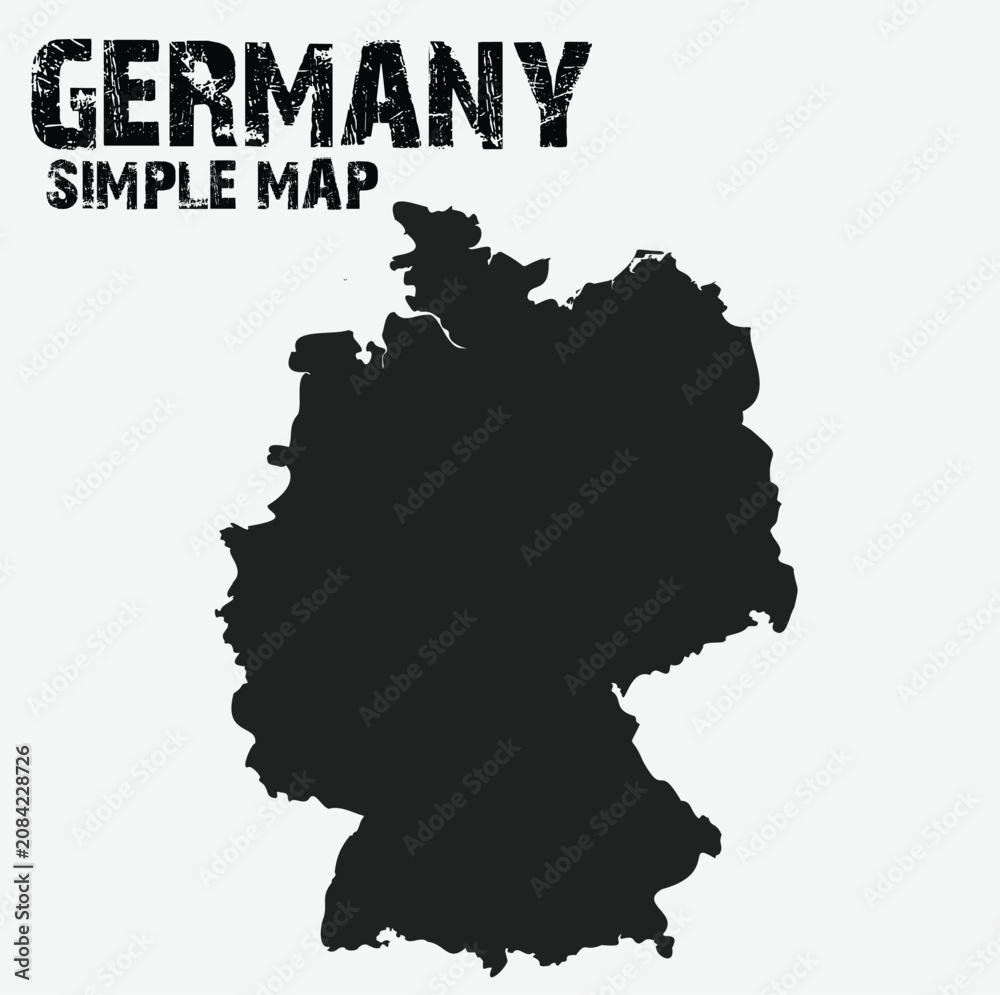 Fototapeta premium Germany Map Silhouette Outline Vector Illustration Isolated on White Background