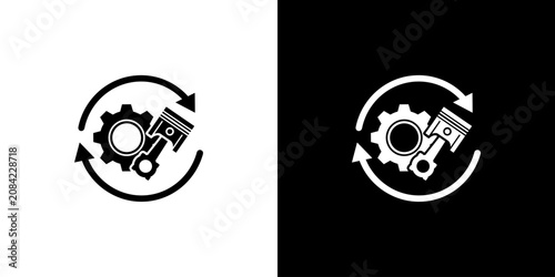 Bild auf Leinwand Engine Gear Piston Mechanical Maintenance Service Cycle Icon