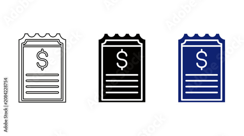 Financial invoice and billing receipt icon set vector illustration