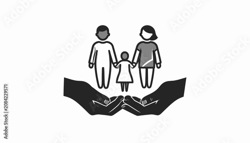 Fotografie Family held in protective hands together.
