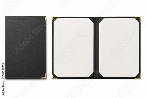 Open And Closed Black Certificate Holder Menu Cover Mockup Template