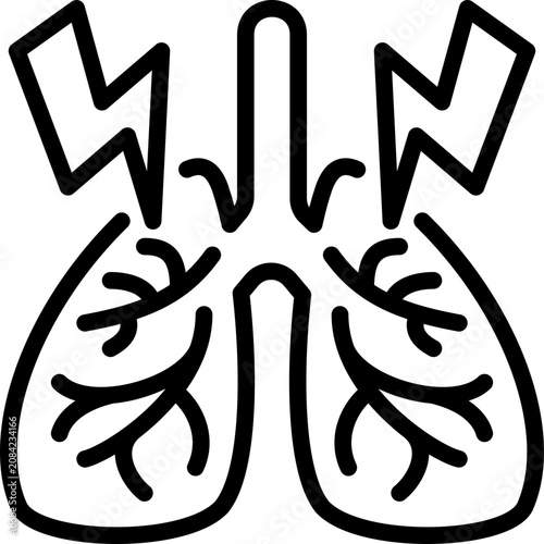 Foto Respiratory damage, inflammation in lungs