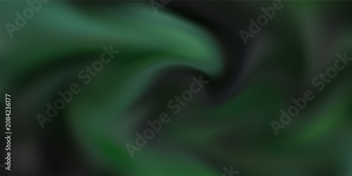 Abstract dark green swirling smoke background, mystical fluid northern lights aurora concept mesh gradient backdrop.