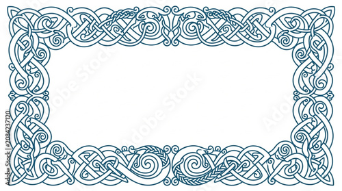 Intricate Celtic Knot Border Design with Swirls.