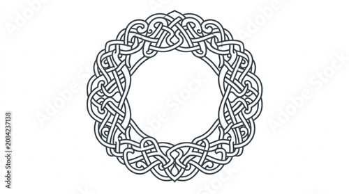 Intricate Celtic Knot Circle Design Black and White.