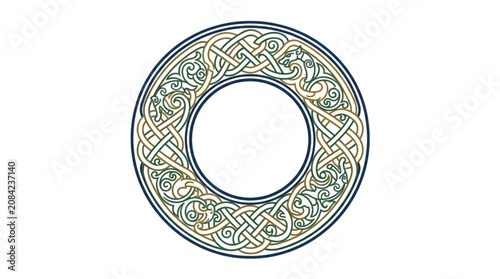 Intricate Celtic Knot Circle Design Isolated on White.