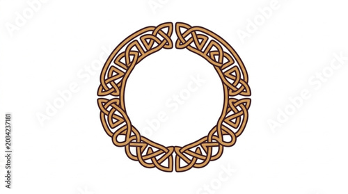 Intricate Celtic Knot Circle Design with Golden Texture.