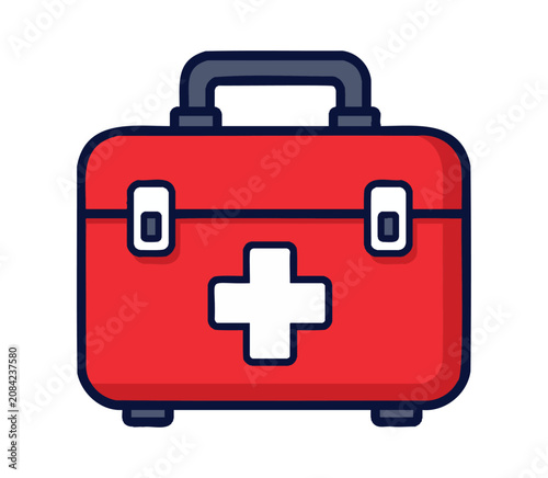 Red First Aid Kit Isolated Vector Illustration