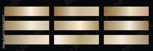 set of abstract rose gold gradient palette Soft champagne gold gradient swatches collection. Light metallic textures with polished foil shine and satin smooth transitions. 
