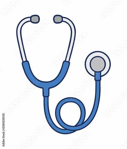 Blue Stethoscope Isolated on White Background Vector Illustration