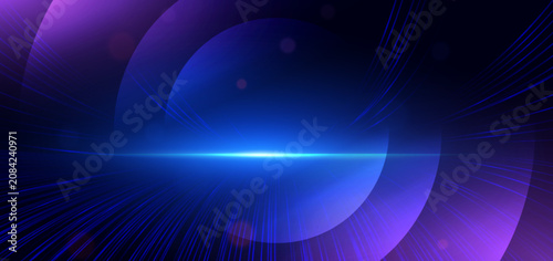 Abstract circles lines on dark blue background. Technology futuristic background.