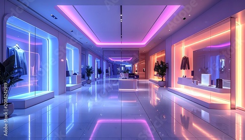 Modern interior design with neon lights.