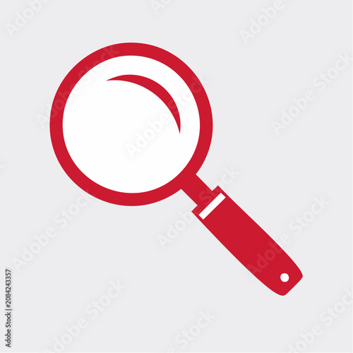 Simple red magnifying glass icon for search UI.