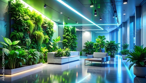 Modern interior with green living wall.