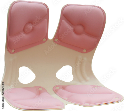 Obraz na płótnie The ergonomic chair helps correct sitting posture and alleviate back pain, featuring a pink cushion set against a transparent background