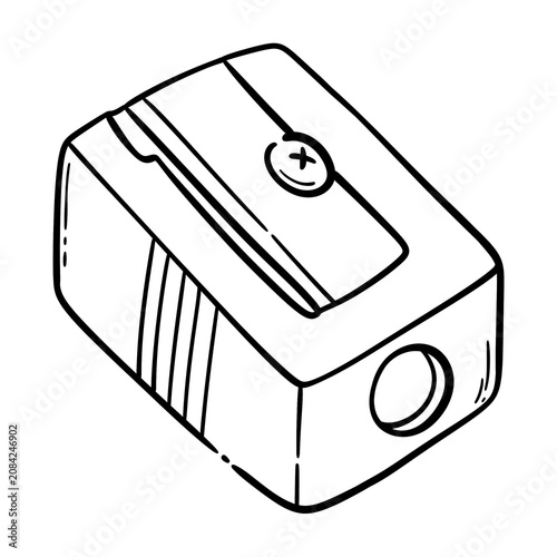 Fotografie Pencil Sharpener Hand Drawn Doodle Black Line Art