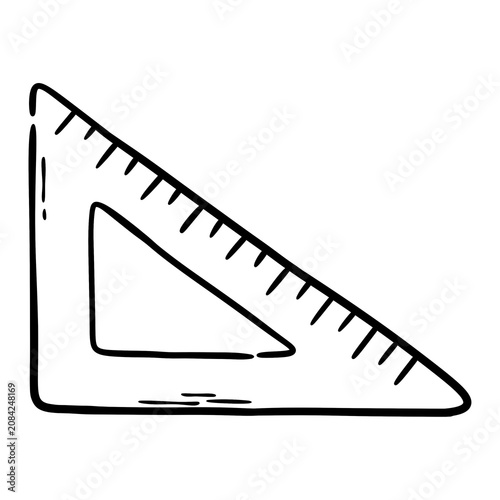 Foto Triangle Ruler Hand Drawn Doodle Black Line Art