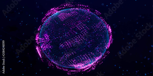 Photos Glowing Purple and Blue Plasma Disco Ball Sphere on Black Background with Electr