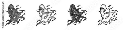 Tableau sur toile Sketch shadow assassin icon design set