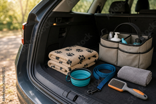 Mobile Pet Care Travel Kit Scene With Clean Copy Space
