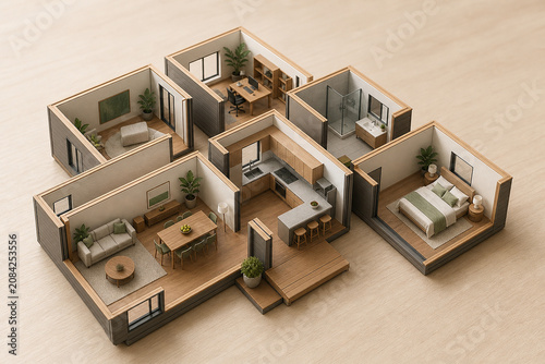 Modular Home Floor Plan Concept In Soft Commercial Light
