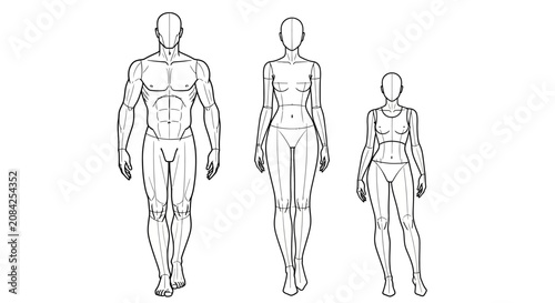Three human body illustrations show male and female figures from front