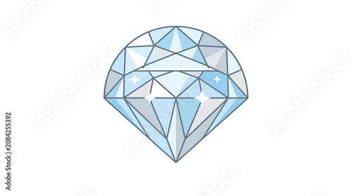 Obraz na płótnie Brilliant Cut Diamond Gemstone Icon - Luxury Jewel Isolated On White Background