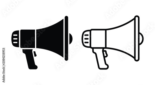 Fotografie Megaphone Silhouettes On White Background Two Different Styles