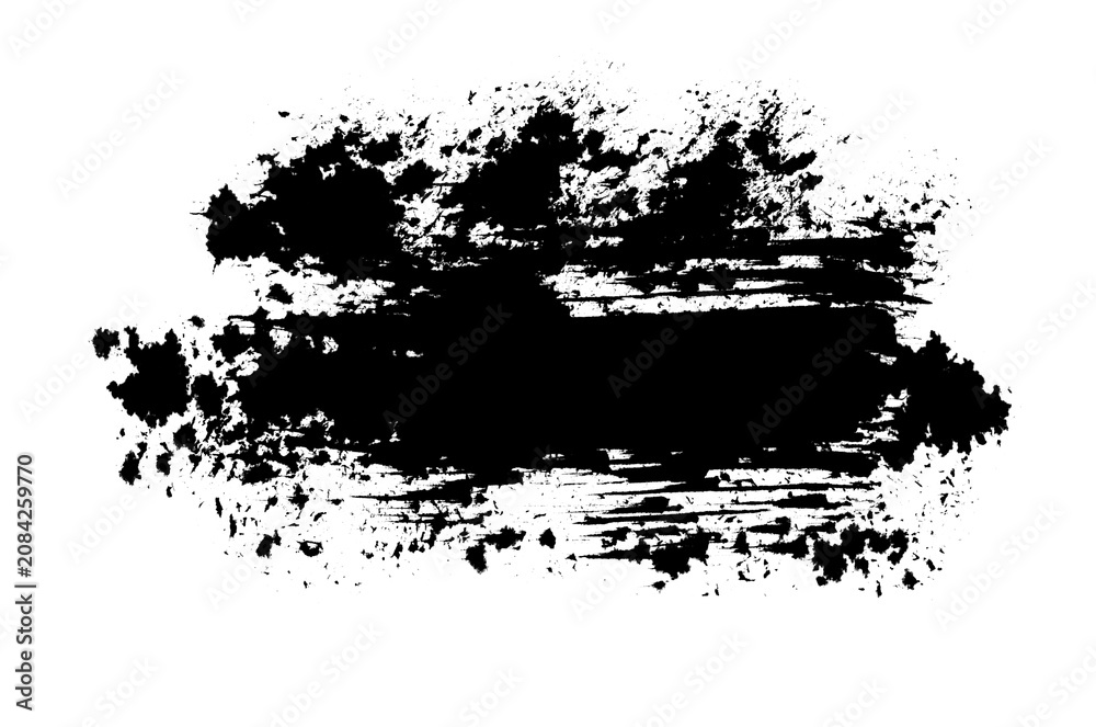 Fototapeta premium Black Ink Brush Stroke with Distressed Texture Isolated on Transparent Background