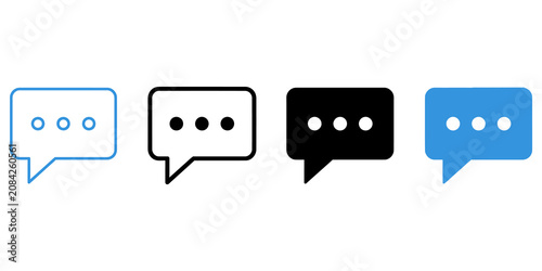Set of various speech bubble chat and message icons isolated on transparent background