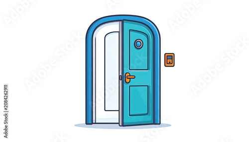 Open Blue Door with Lock.