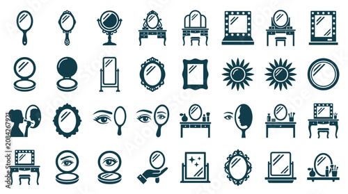 Foto Collection of Vanity and Hand Mirrors Icons - Beauty and Reflection Symbols