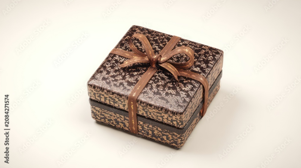 Obraz premium Decorated gift box with ribbon on white background elegant packaging