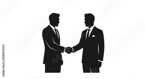 Businessmen Shaking Hands in Formal Meeting Scene.