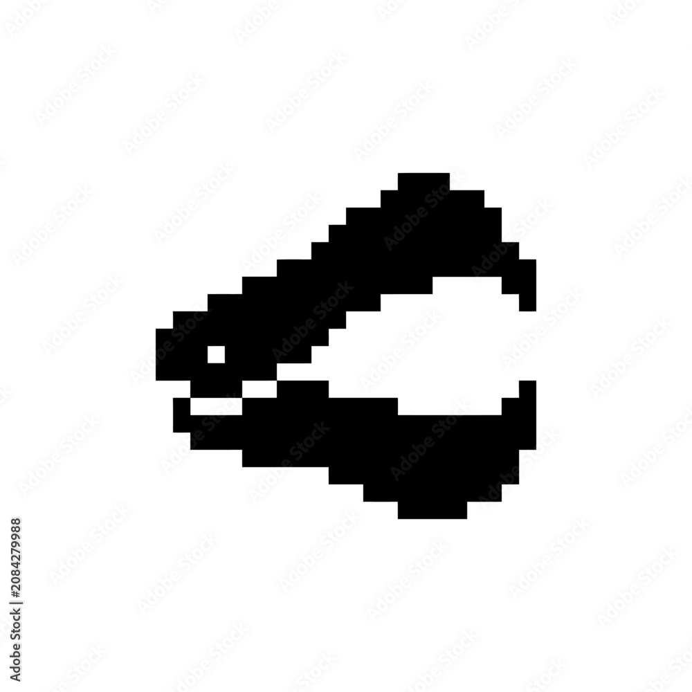 Fototapeta premium A simple black pixel art icon of a metal office stapler