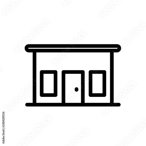 Premium flat line home icon featuring a modern house with clean rounded monoline strokes and geometric balance. Ideal for real estate, smart home, UI, websites, apps, and branding.