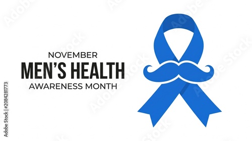 November men's health awareness month blue ribbon logo