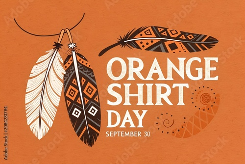 Foto Beautifully illustrated orange shirt day poster design featuring intricate nativ