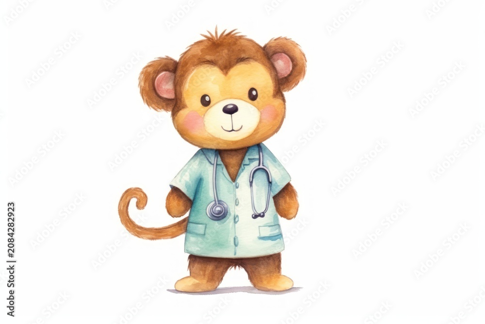 Fototapeta premium Monkey cartoon toy white background.