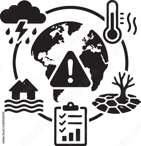 Climate Risk Assessment and Environmental Monitoring Vector Icon