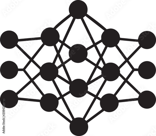 Neural Network Structure Icon for Artificial Intelligence Systems