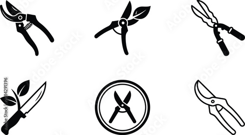 Fotografie Garden shears collection for agriculture and plant trimming.