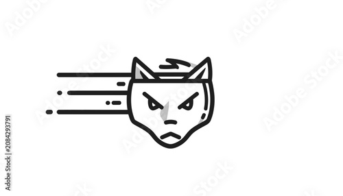 Fényképezés Angry cat face with motion lines.