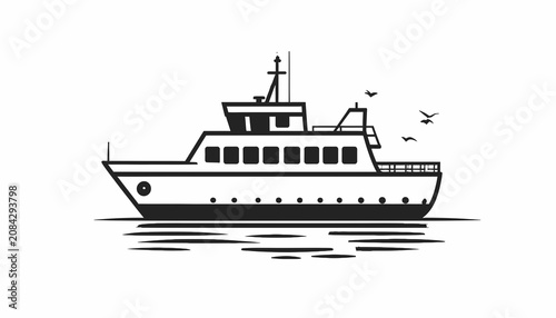 Tableau sur toile Large Ferry Boat on the Water.